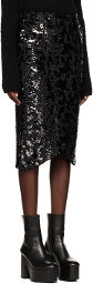 Recto Black Sequin Midi Skirt