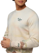 MC2 Saint Barth Crewneck Sweater Heron With Landscape Print And Weekend Mood Embroidery