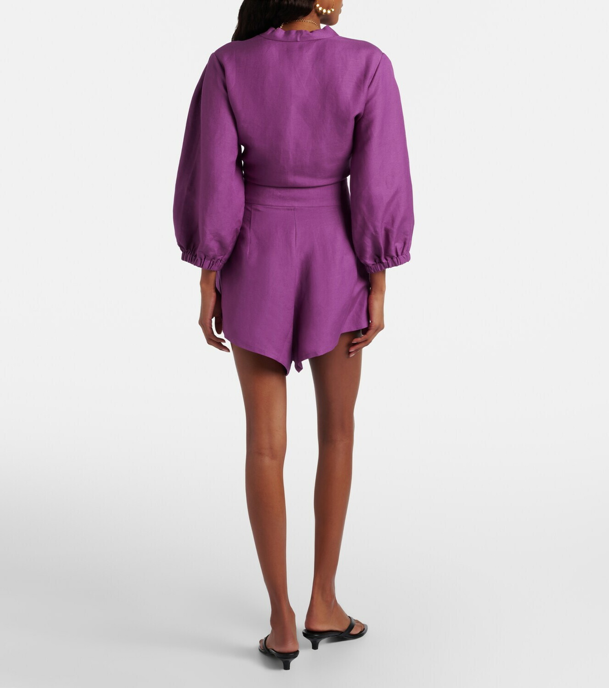 Adriana Degreas Pleated linen-blend shorts