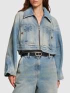 PALM ANGELS Paris Cotton Denim Cropped Jacket