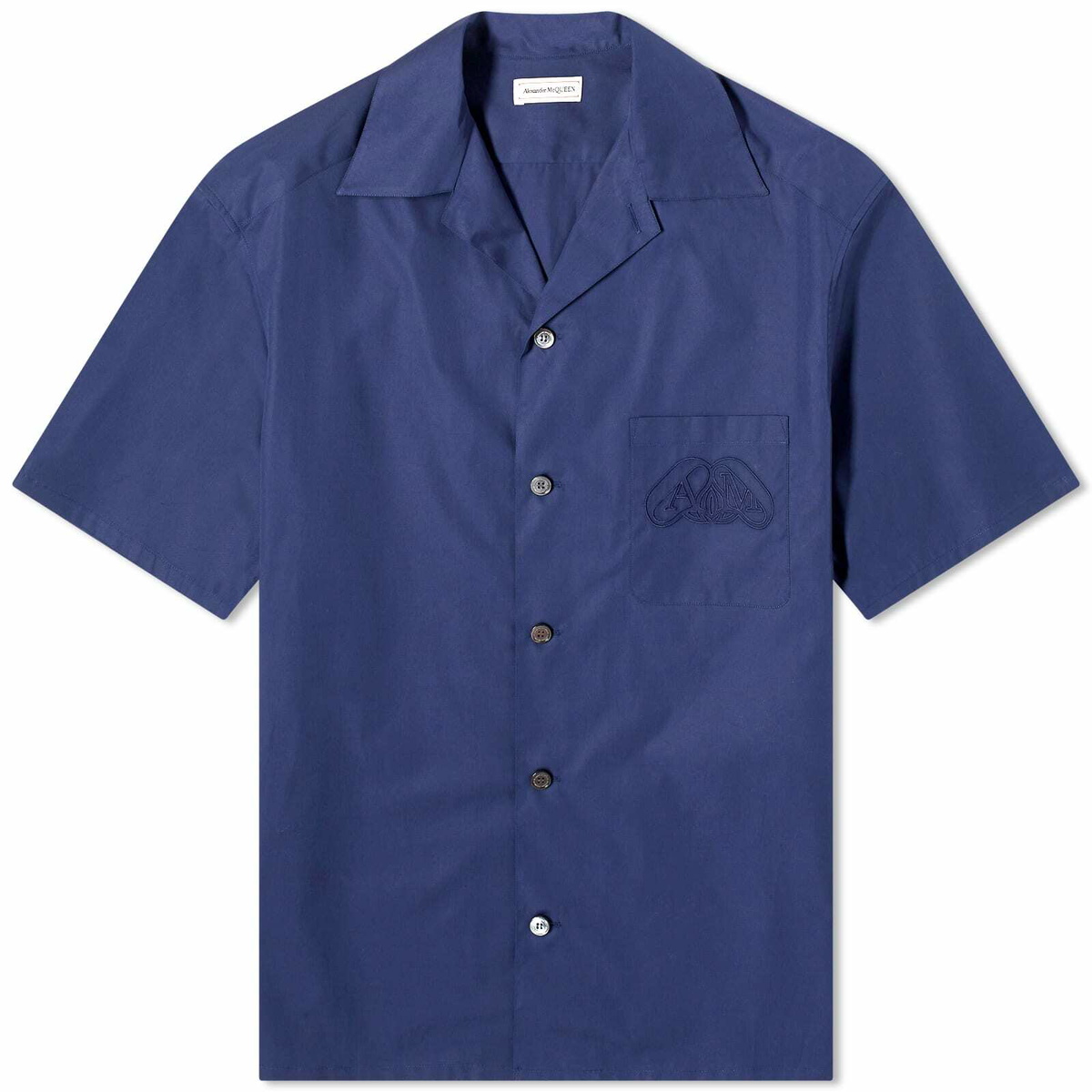 Alexander McQueen Men's Logo Vacation Shirt in Indigo Alexander