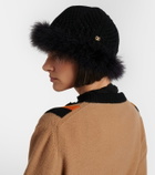 Valentino VLogo feather-trimmed virgin wool beanie