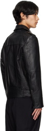 Hugo Black Leather Biker Jacket