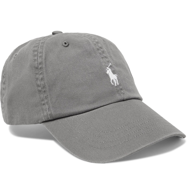 Photo: POLO RALPH LAUREN - Logo-Embroidered Cotton-Twill Baseball Cap - Gray