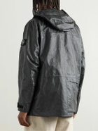 Stone Island - Logo-Appliquéd Paneled Textured Leather Hooded Jacket - Gray