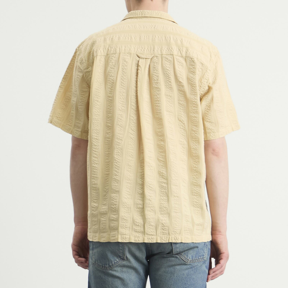 Foret Men's Peer Jacquard Stripe Vacation Shirt in Vintage Yellow