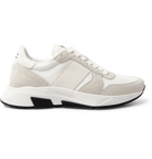 TOM FORD - Jagga Leather-Trimmed Suede and Mesh Sneakers - White