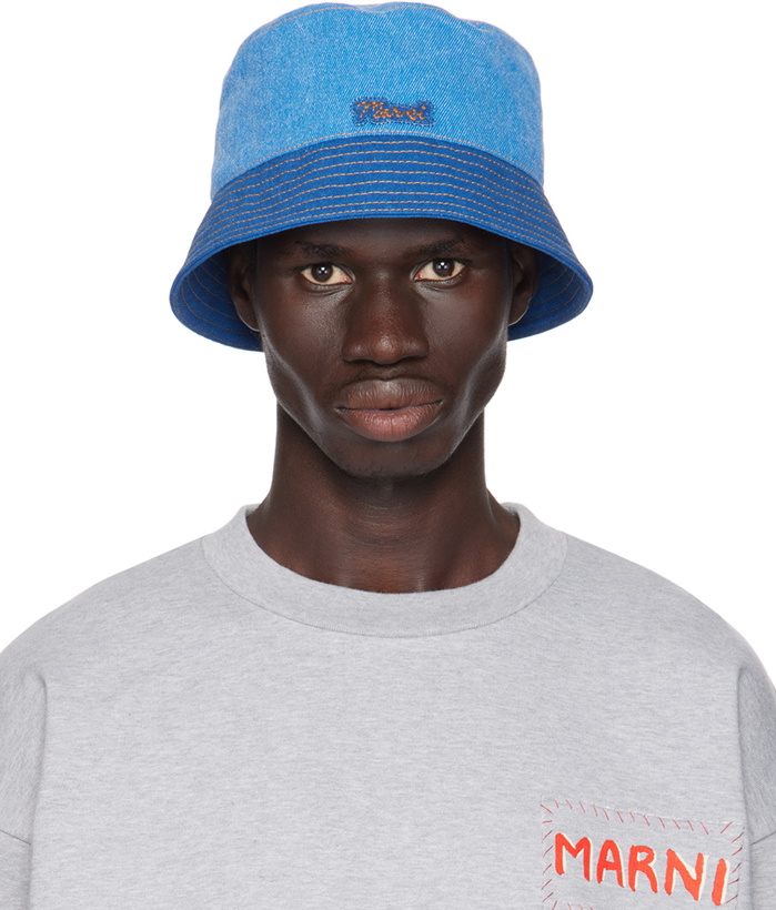 Photo: Marni Blue Logo Patch Denim Bucket Hat