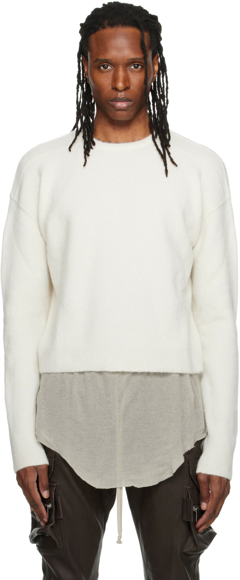 Rick Owens Off-White Tower Round Neck Sweater