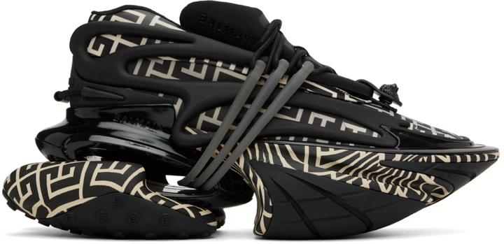 Photo: Balmain Black Monogram Unicorn Sneakers