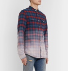 Balmain - Slim-Fit Grandad-Collar Dégradé Checked Cotton-Flannel Shirt - Multi