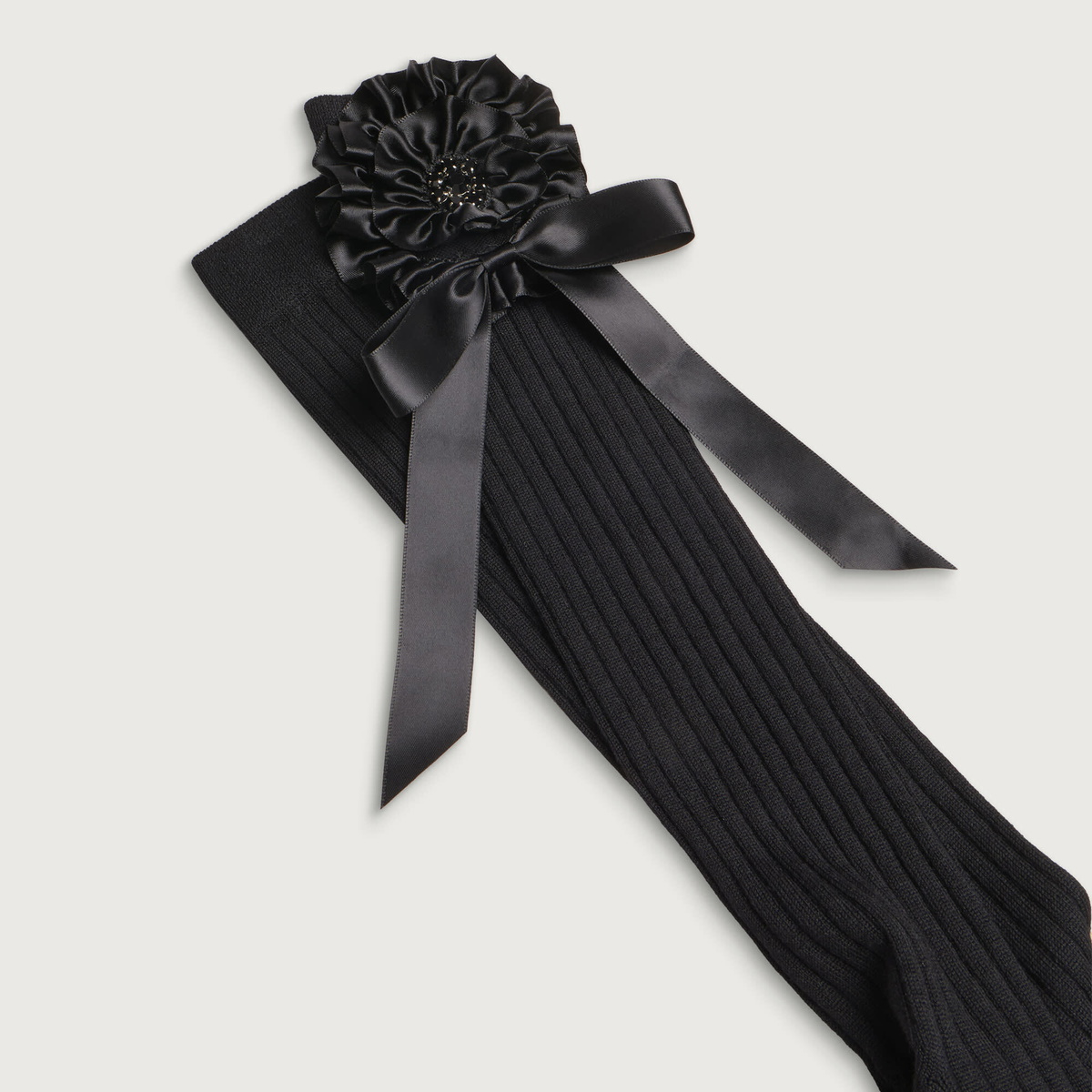 Simone Rocha Women's Merino Silk Knee Socks in Black/Jet