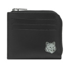 Maison Kitsuné Men's Fox Head Zipped Card Holder in Black 