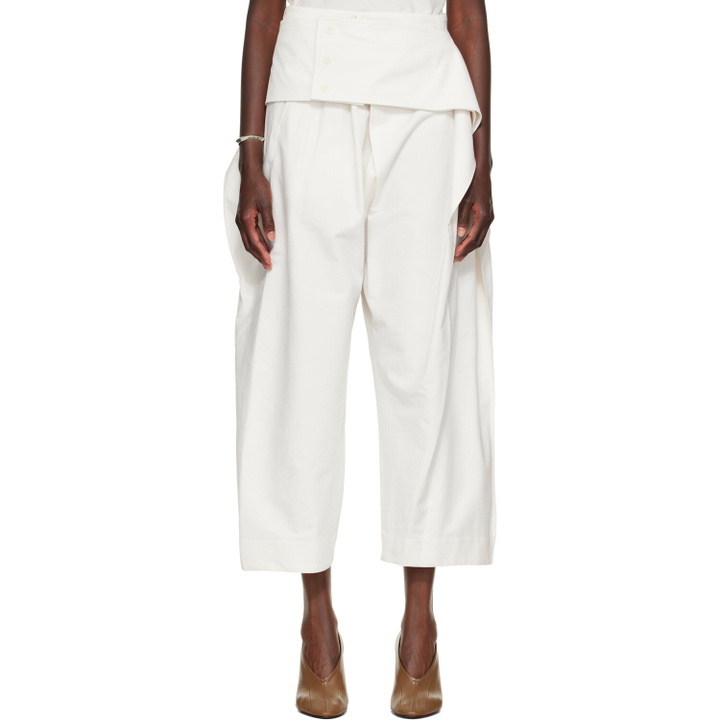 Photo: ISSEY MIYAKE Off-White Grainy Trousers