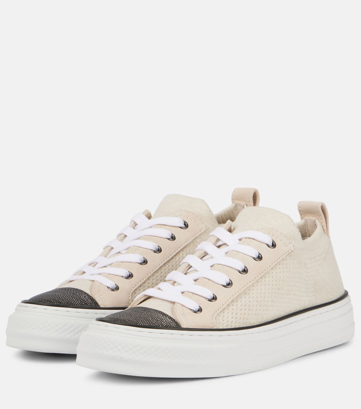 Brunello Cucinelli Monili suede-trimmed low-top sneakers