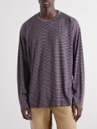 Auralee - Striped Wool-Jersey T-Shirt - Gray
