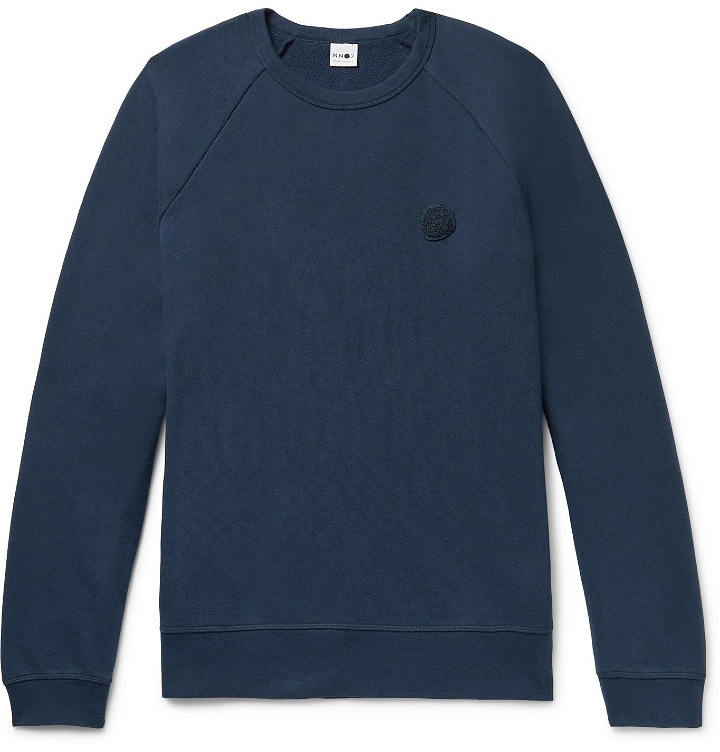 Photo: NN07 - Robin Logo-Appliquéd Cotton-Jersey Sweatshirt - Blue