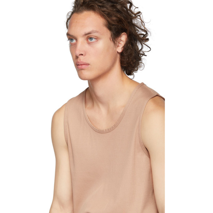 Brown Ribbed silk-jersey tank top, Lemaire