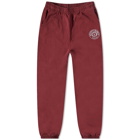 Sporty & Rich Connecticut Flocked Sweat Pant in Merlot/White
