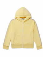 Palm Angels - Logo-Embroidered Striped Cotton-Blend Chenille Zip-Up Hoodie - Yellow