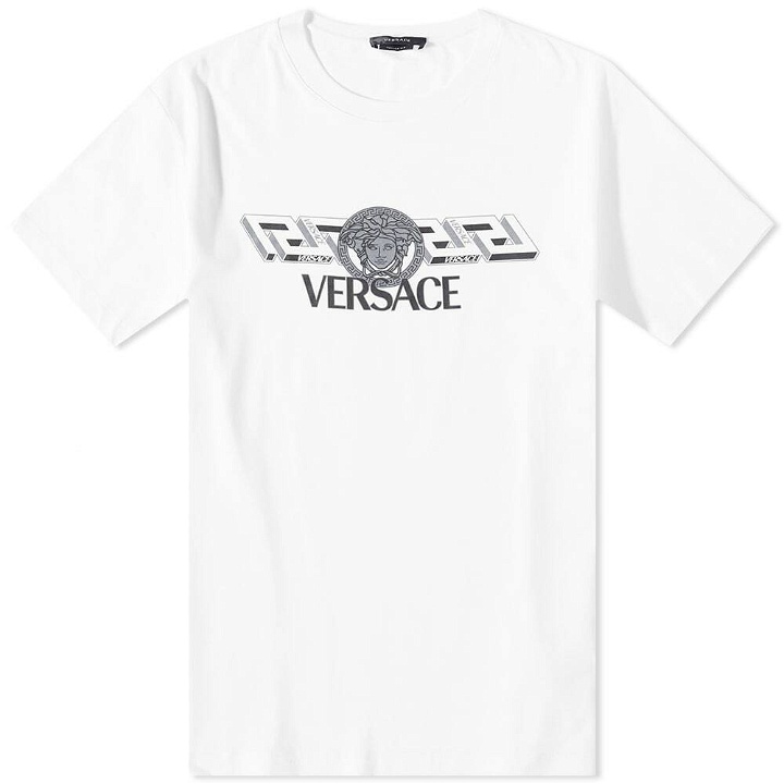 Photo: Versace Men's Greek Band Logo T-Shirt in White/Black