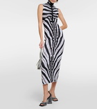 The Attico Zebra-print high-neck midi dress