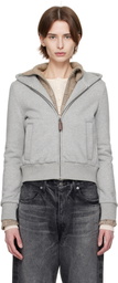Fax Copy Express Gray Tight Fleece-Lined Hoodie