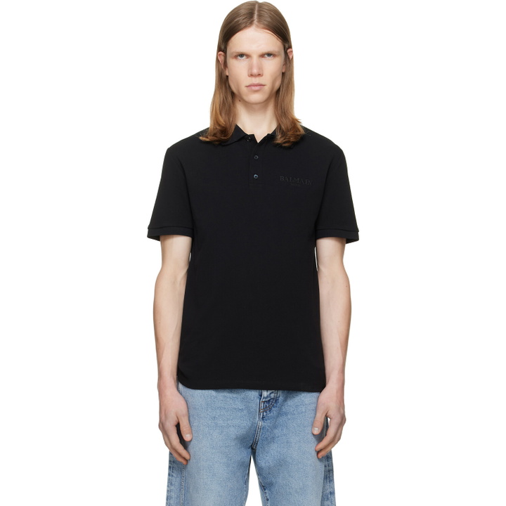Photo: BALMAIN Black Small Vintage Embroidered Polo