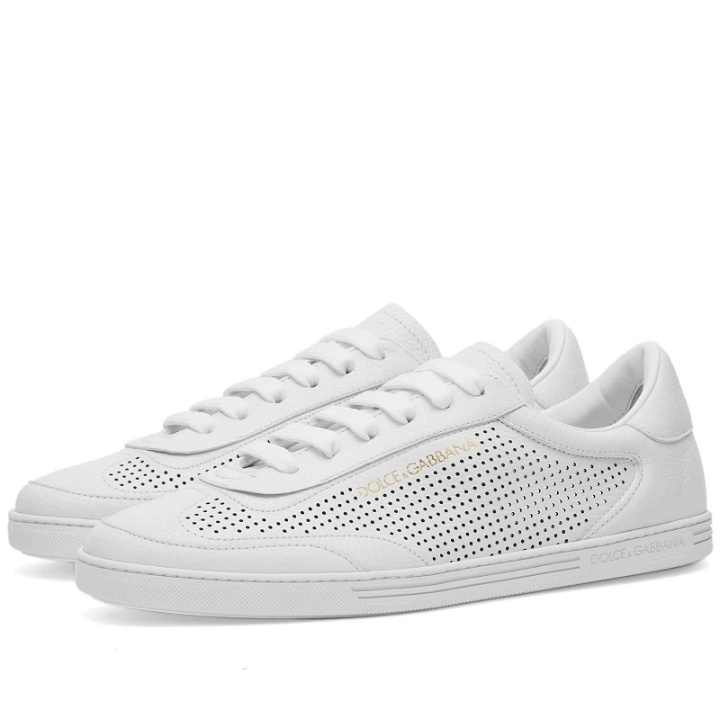 Photo: Dolce & Gabbana Men's Saint Tropez Perforated Leather Sneakers in White