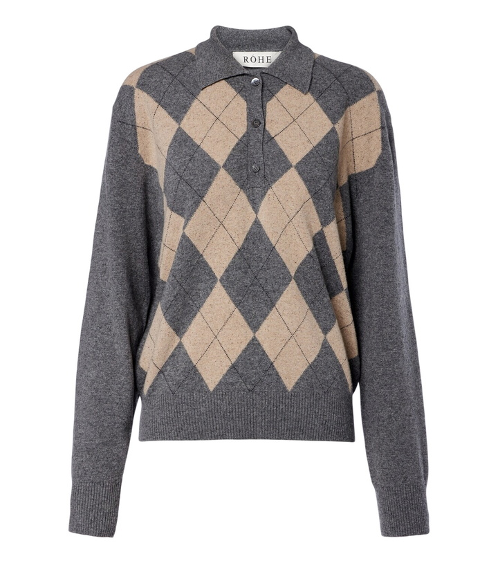 Photo: Róhe Argyle wool-blend polo sweater