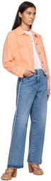 MSGM Orange Embroidered Denim Jacket