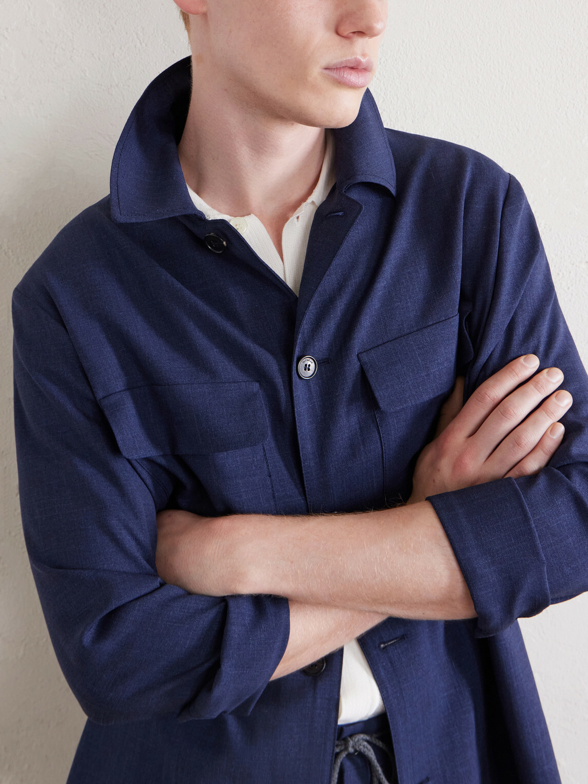 Slowear - Wool, Silk and Linen-Blend Overshirt - Blue