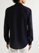 Giorgio Armani - Grandad-Collar Cotton-Seersucker Shirt - Blue