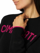 MC2 Saint Barth Woman Crewneck Black Sweater With Complicata Print