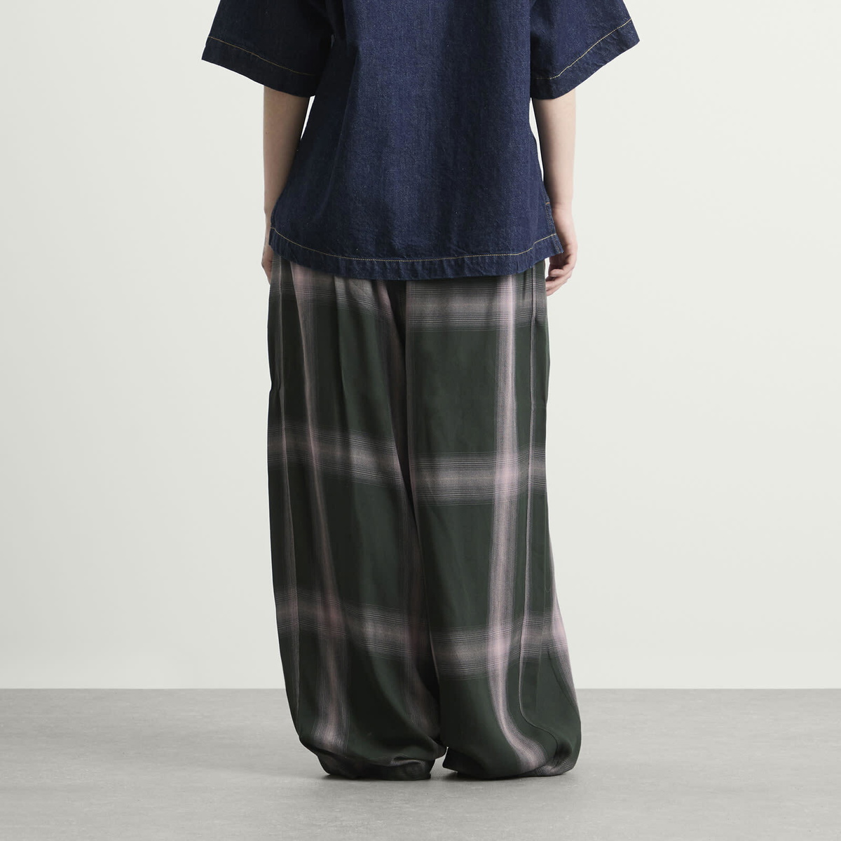 Needles Women's H.D Rayon Plaid Pants in Green