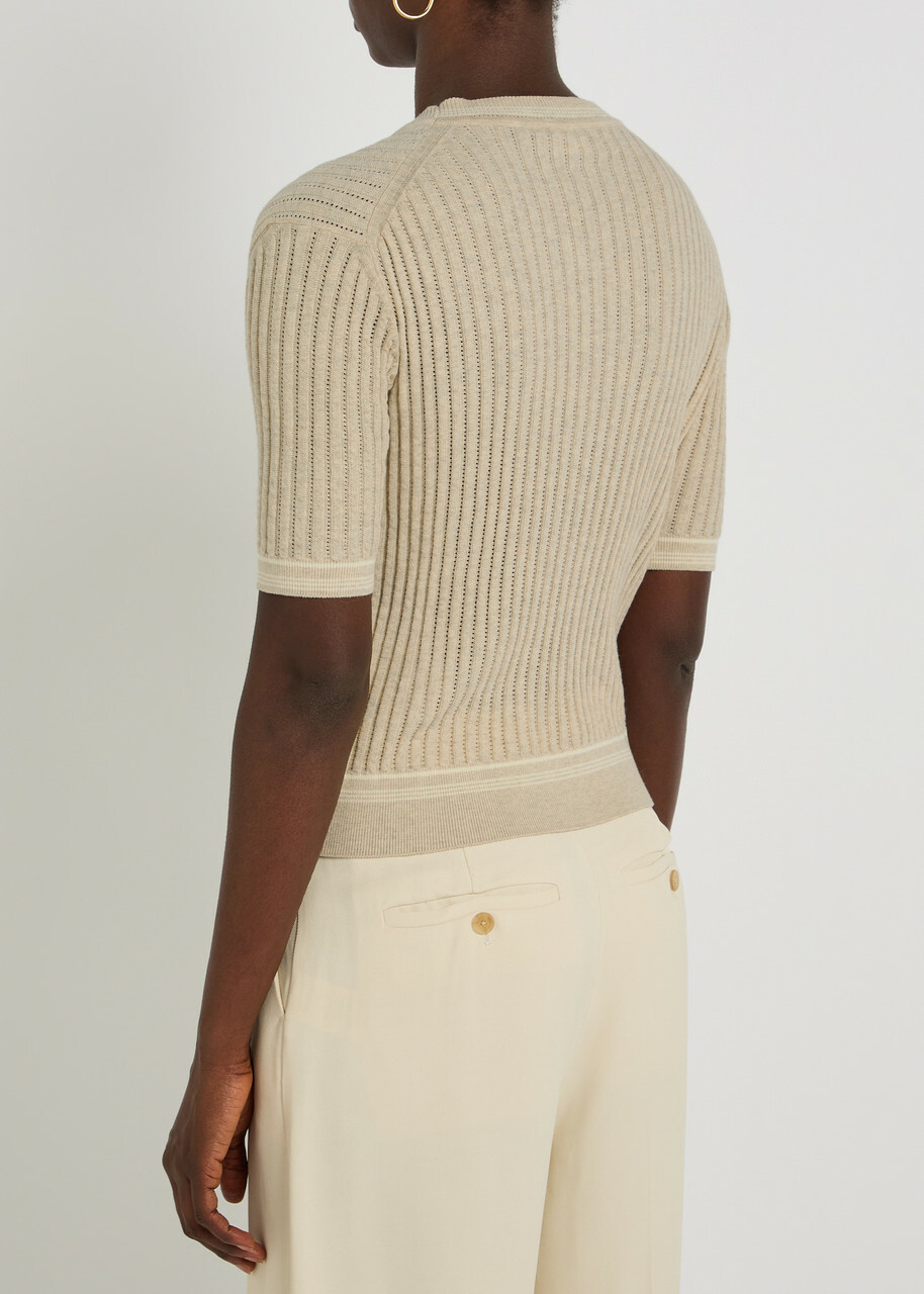 Tods Cropped Cotton-knit T-shirt Beige