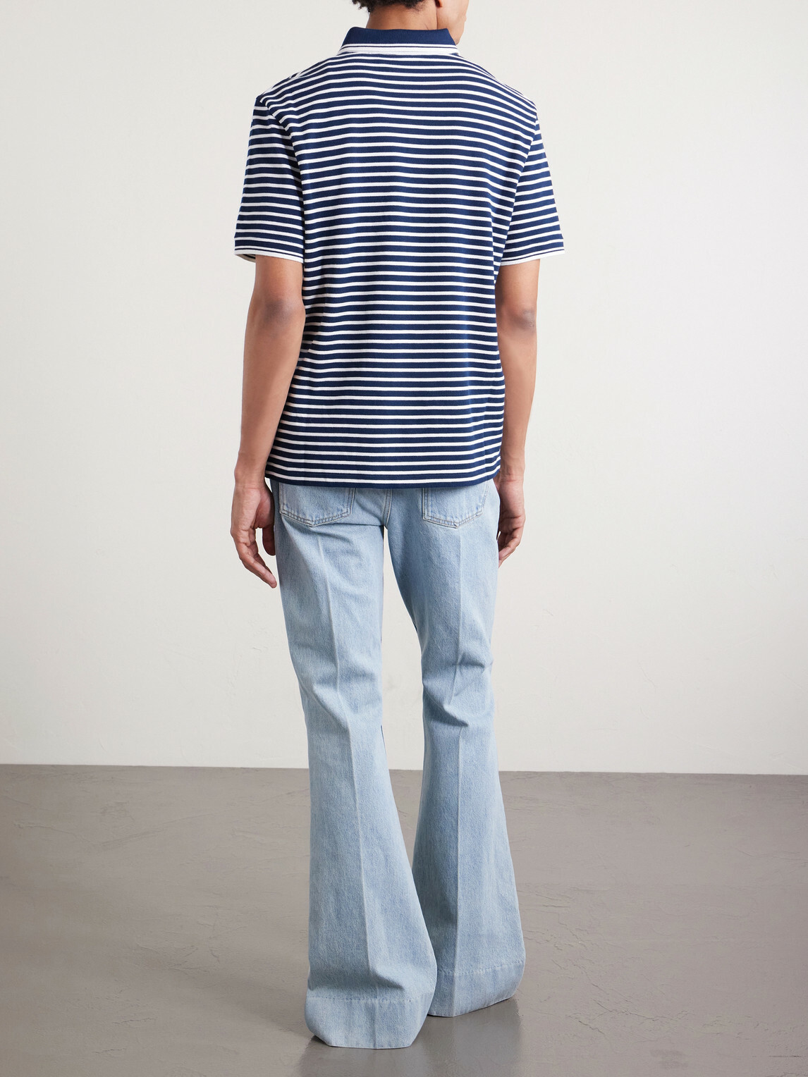 Valentino Garavani - Logo-Appliquéd Striped Cotton-Piqué Polo Shirt - Blue