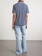 Valentino Garavani - Logo-Appliquéd Striped Cotton-Piqué Polo Shirt - Blue