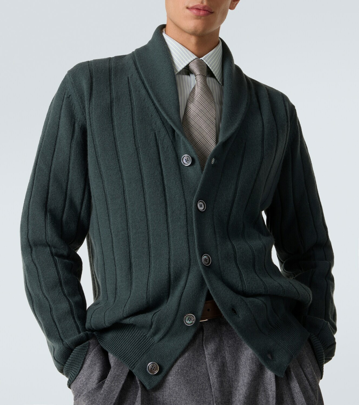Kiton Rib-knitted cashmere cardigan