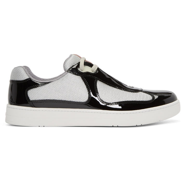 Photo: Prada Black Patent Leather and Mesh Sneakers