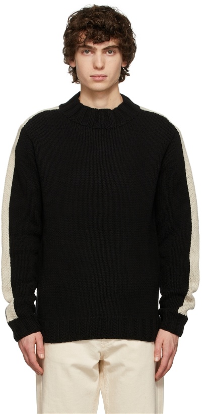Photo: YMC Black & White Bluto Lambswool Knitted Sweater
