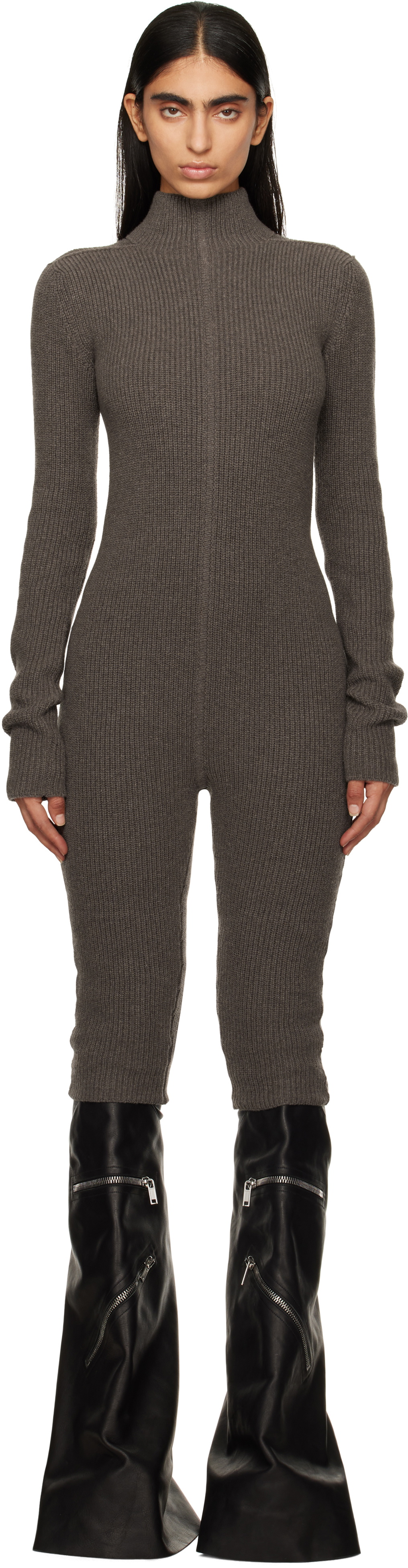 Rick Owens Gray Porterville Knit Headon Jumpsuit Rick Owens