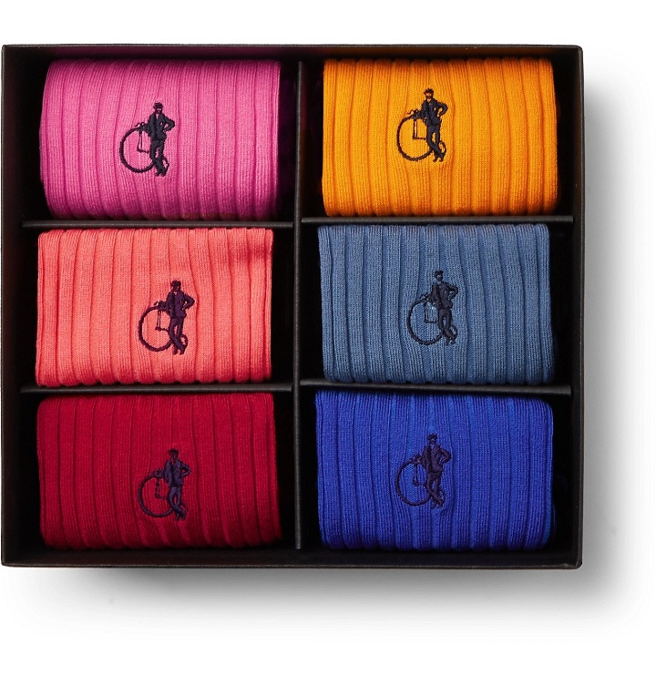 Photo: London Sock Co. - Six-Pack Ribbed Stretch Cotton-Blend Socks - Multi