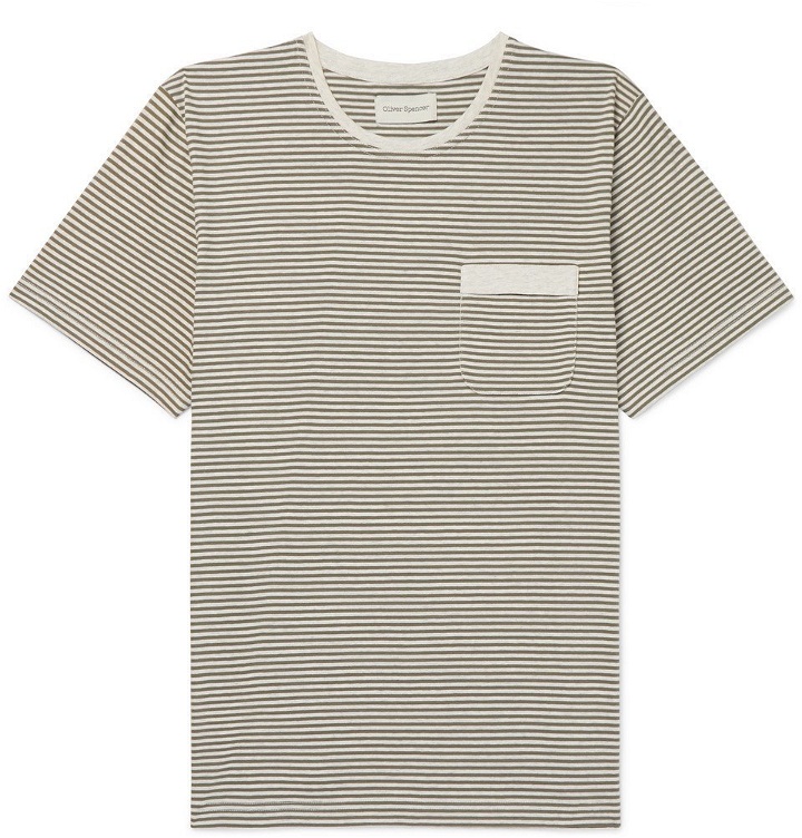 Photo: Oliver Spencer - Envelope Striped Cotton-Jersey T-Shirt - Men - Green