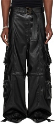 LU'U DAN Black Zip Faux-Leather Cargo Pants