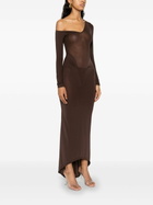 laquan smith brown dress Laquan Smith Cut-Out Halterneck Midi Dre - Brown