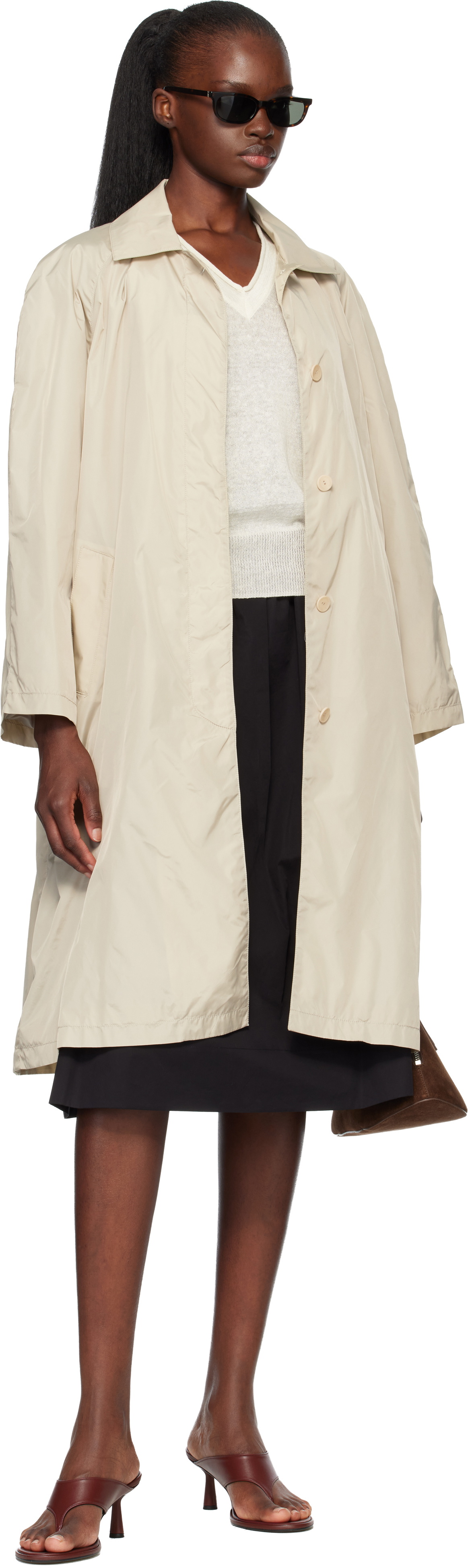 Nothing Written Beige Urban Nylon Trench Coat