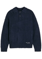 Picante Shaggy Logo-embroidered Cotton-blend Polo Jumper Navy