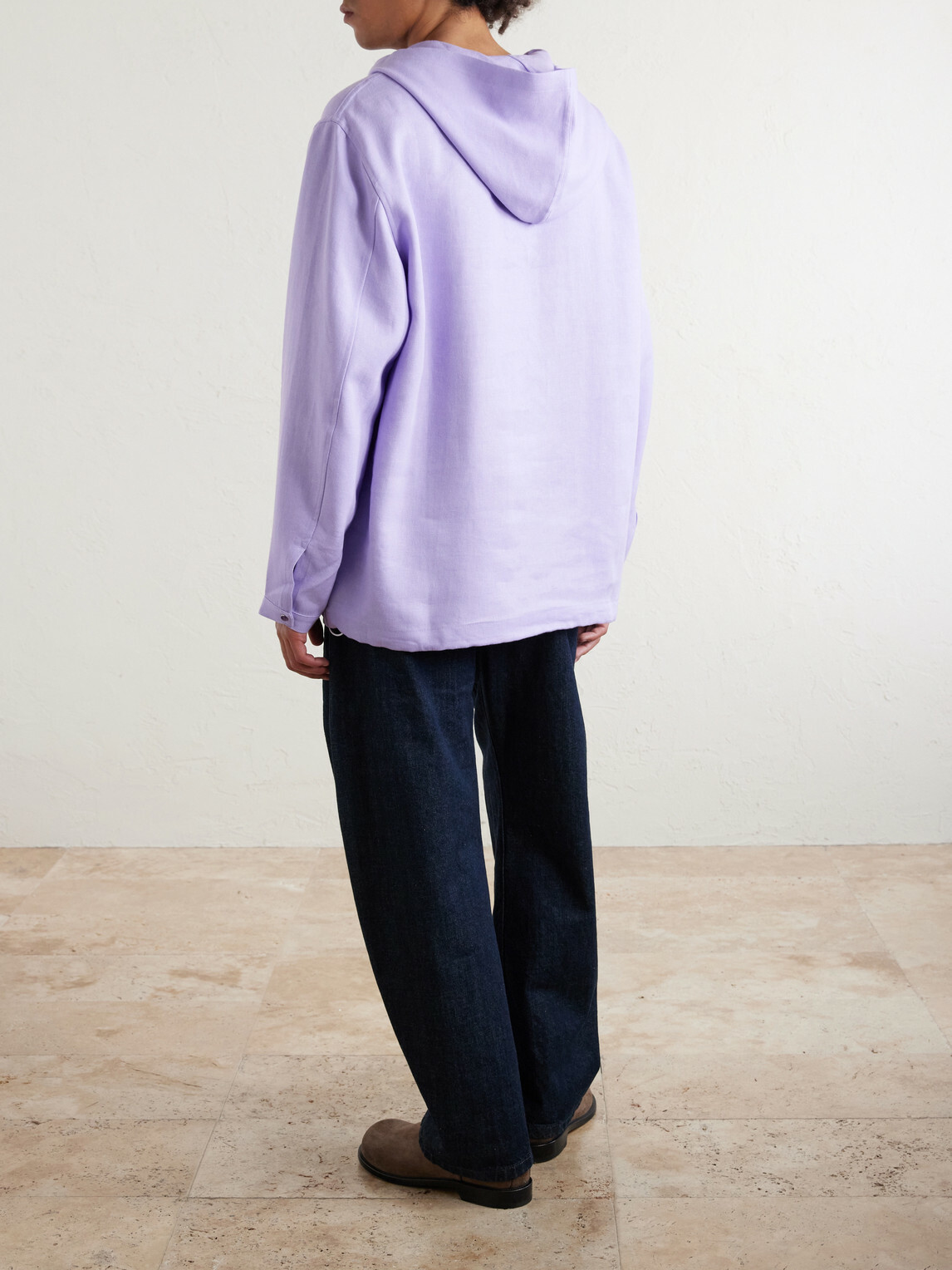God's True Cashmere - Linen Hooded Jacket - Purple