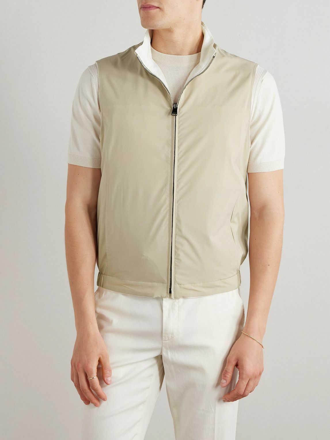Canali - Reversible Linen and Silk-Blend Zip-Up Gilet - White